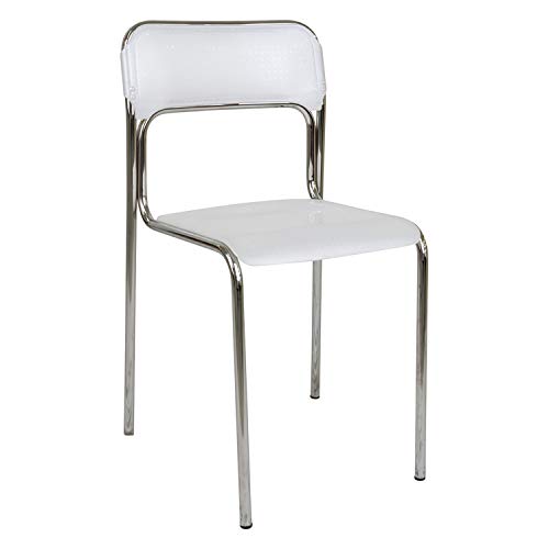 Dmora - Chaise moderne en métal et polypropylène, pour salle à manger, cuisine ou salon, cm 43x45h81, Assise h cm 48, Couleur Blanc