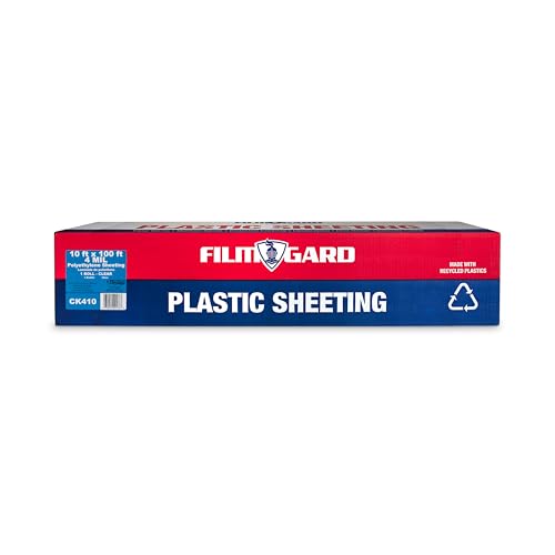Film-Gard 625922 Construction Plastic Sheeting 10' Width X 100' Length X 4 mil thick, Clear
