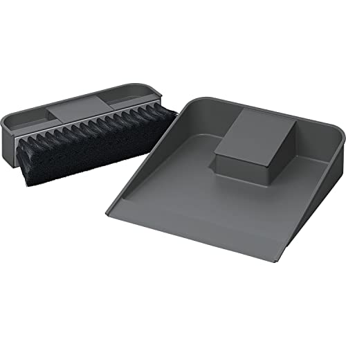 Ninka Eins2top Dustpan and Hand Brush Set Small for Built-in Bin Plastic Dark Grey