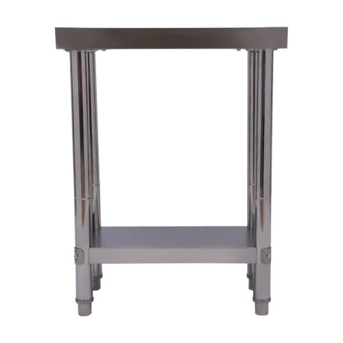 Mesa de trabajo de 2 niveles, mesa de cocina, mesa de acero inoxidable, mesa de preparación para preparar y trabajar, mesa de trabajo comercial resistente con estante inferior para restaurante, casa o