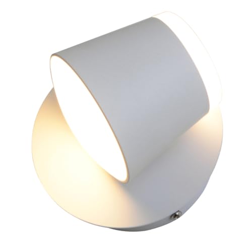 TEHAUX Aplique de Pared LED Rotativo de Luz de Pared Interior para Dormitorio Pasillo y Bar Lámpara de Noche sin Fuente de Luz Fácil Instalación Color Blanco