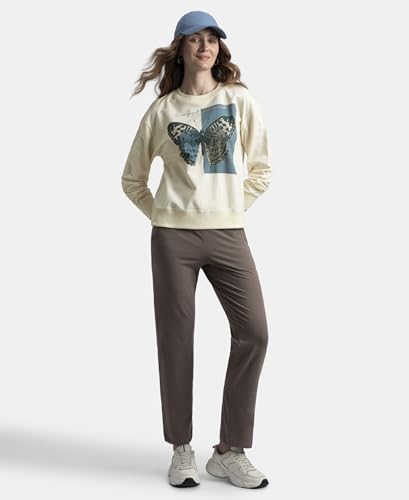 Image of Jockey A191 Women Super Combed Cotton French Terry Fabric Printed Sweatshirt