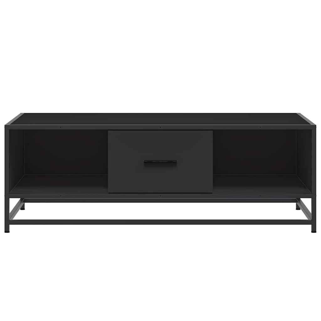 Stolik kawowy, czarny, 100 x 57 x 35 cm, materiał drewnopochodny, metalowy, stolik do salonu, stolik kawowy, stolik pomocniczy, stolik do odkładania rzeczy do salonu, na sofę, kanapę, regał