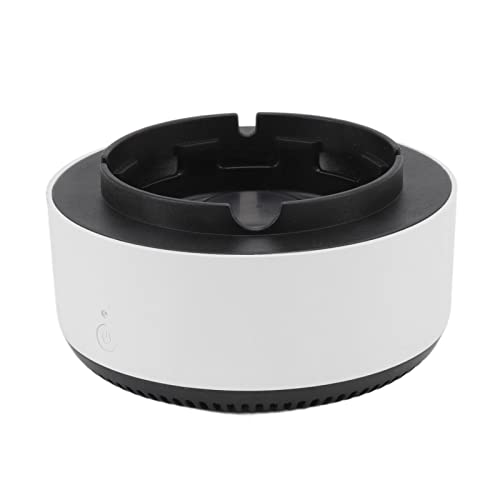 Rosvola Smart Ashtray, Smokeless Ashtray Low Noise Compact with Aromatherapy Tablet for Office (White Black)