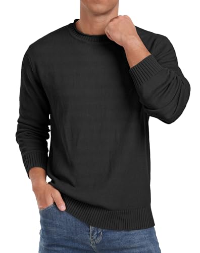 Sailwind Men'S Cotton Crewneck Pullover Sweater Lightweight Casual Knitted Sweaters Wash Black thumb #2