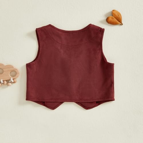 Kids Baby Boy Girl Faux Suede Vest Top Vintage Tassel Wasitcoat Western Cowboy Cowgirl Sleeveless Outwear 1-7T2