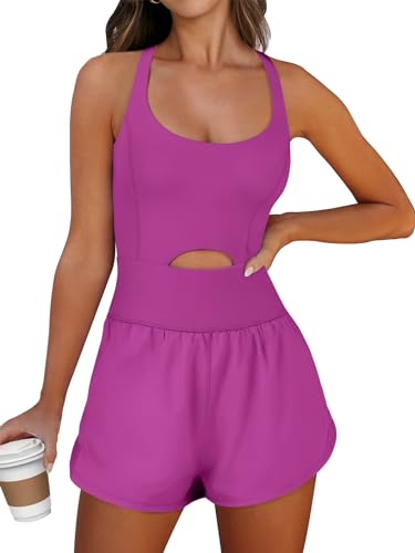 Caracilia Women's Workout Athletic Romper Summer Sets Short Jumpsuits Onesie