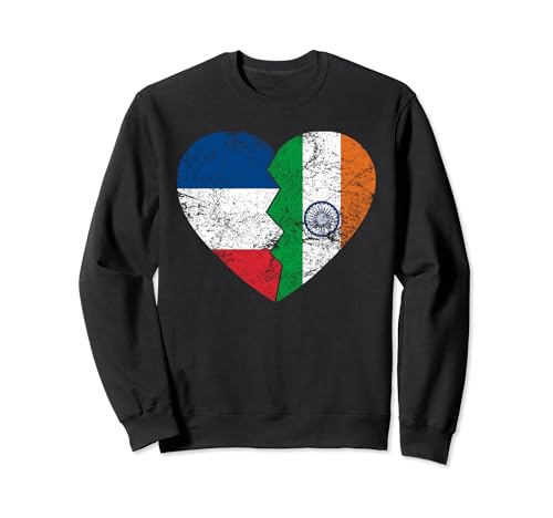 Drapeau indien français en forme de cœur | Fière France Inde Roots Vintage Sweatshirt