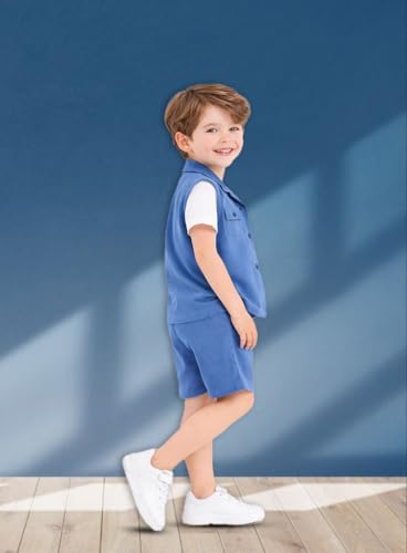 Image of 3BROS Kids Cotton Shirt Shorts Set for Boys Kids Clothing /Boys Clothing Set (Party /Festive) Wear