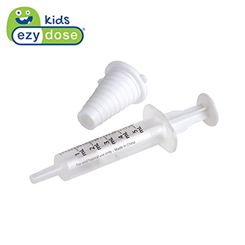 Ezy Dose Kids Baby Oral Syringe & Dispenser, Calibrated For Liquid Medicine, 5 Ml, Includes Bottle Adapter, White And Transparent #TOP2