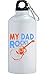 My Dad Rocks Gitara Dzień Ojca butelka na wodę ze stali nierdzewnej trening na świeżym powietrzu jazda na rowerze kemping szczelna biała 400 ml