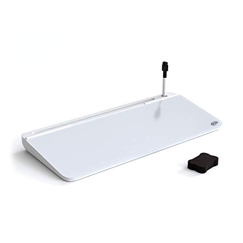 Griply Desktop Glass Whiteboard Storage | Dry Erase Computer Pad | White Board Keyboard Drawer Platform