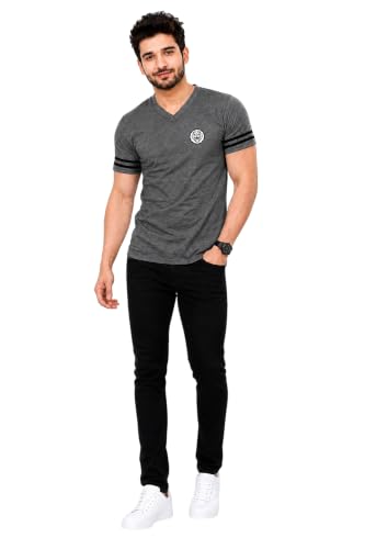 Image of Geum Men's Solid Half Sleeve V-Neck T-Shirt | Soft & Breathable Fabric | Regular Fit | Casual Everyday T-Shirt