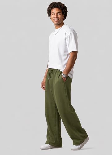 Image of Pure Cotton Men's Baggy Lower | Lower for Man Loose Fit with Pockets & Elastic Waist I Baggy fit Lowers for Gym, Jogging & Casual Wear