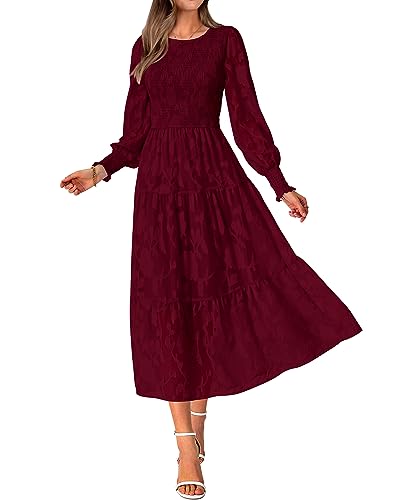 BTFBM Wedding Guest Dresses for Women Fall Fashion 2025 Casual Long Sleeve Floral Maxi Boho Homecoming Dress