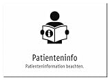 Patienteninfo - Patienteninformation beachten. – Aufkleber A3: 420x297mm – Mit Grafik und Text