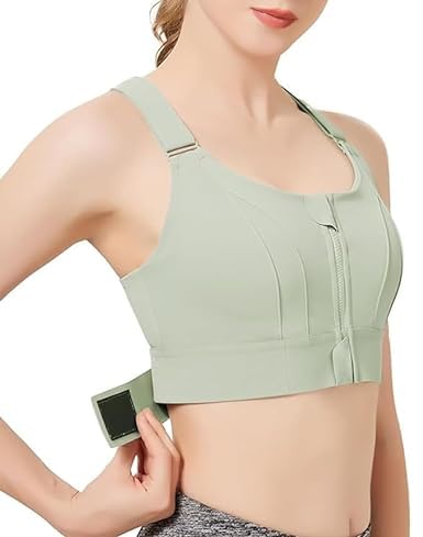 Image of ELEG & STILANCE Women Polyester Spandex High Impact Front Zip Sports Bra Longline Fitness Criss Cross Back Crop Tops for Gym, Yoga & Workout - Size: M-4XL