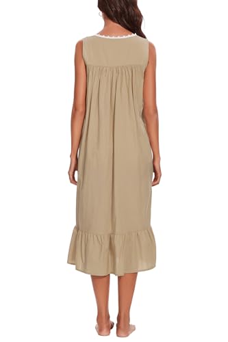 Image of AVIIER 100% Cotton Nightgowns for Women Sleeveless Sleep Dress Ladies Gowns Sleepwear with Pockets