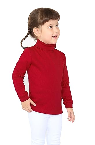 Image of Lilax Girls' Basic Long Sleeve Turtleneck Cotton T-Shirt