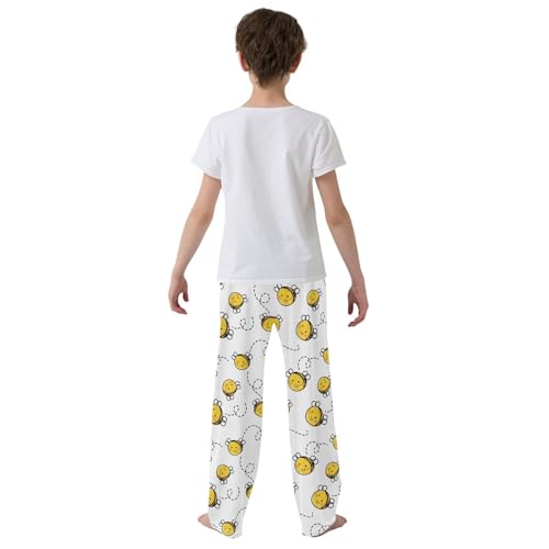 ZZXXB Lovely Bee Flying Boys Long Pants Soft Trousers Elastic Waist Kids Lounge Bottoms with Pockets S-XL3