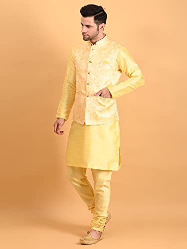 Image of Uri and MacKenzie Men's Silk Blend Kurta Pajama with Designer Ethnic Nehru Jacket /Modi Jacket