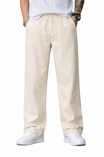 Image of Loose Fit Baggy Denim Jeans, Beige, Plain Style, Relaxed Casual Wear (in, Numeric, 28, Regular, Beige)