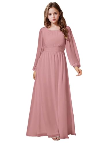 Junior Bridesmaid Dresses Long Sleeve Girls Formal Flower Girl Dress First Communion Gown