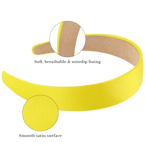 Wecoe Yellow Headband 1.2 Inch Wide Silk Satin Headband Women Non Slip Fashion Plain Head Band Solid Hair Band Diy Holiday Hair Accessories For Women Girls Diademas Para Mujer Gifts thumb #4
