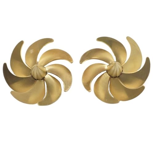 1Pair RC Boat Propeller 65x4mm 7-Blade Paddle Shaft Hole 4mm Outer Dia 65mm Brass Positive Negative...