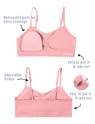Livona Training Bras for Girls-Sports Bra, Fitness Bra, Padded Everyday Bra Bralette,Crop Cami Tank Top (6-14)2