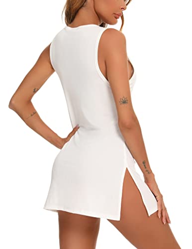 YYA Sexy Tank Nightgowns for Women Sleeveless Sleep Shirts Chemise Night Lingerie Dress S-XXL3