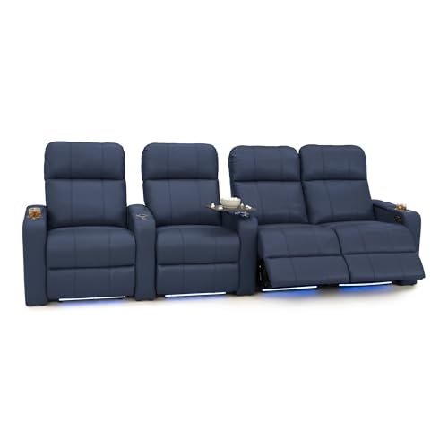 Image of Seatcraft Monterey Home Theater Seating Navy Blue Row of 4 Right Loveseat