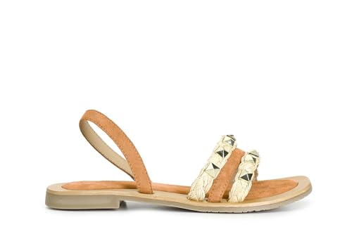 Sandale en daim CAFèNOIR C1XJ5002R037350 en raphia avec clous pour femme en taille 35