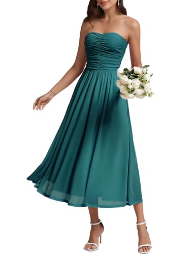 Image of DRESSTELLS Women's Cocktail Dress, Strapless Tube Top Long Maxi Summer Formal Mesh Dresses 2025