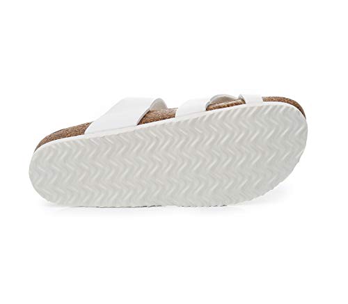 Image of WTW Cork Footbed Womens Sandals Genuine Leather Insole Slides Sandals for Women Adjustable Buckle Summer Sandals Outdoor Walking