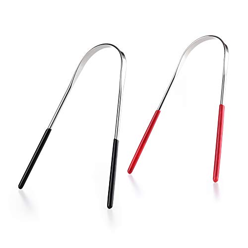 Tongue Scraper Cleaner, 2Pack Premium Stainless Steel, Random Color