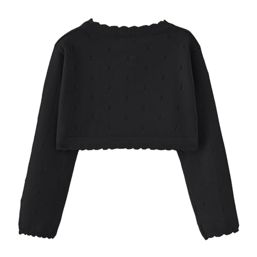 Girls Ruffle Hollow Cropped Cardigan Sweaters Cute Bowknot Open Front Elegant Long Sleeve Knit Bolero Shrug for 3-10 Years3