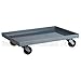 Steel Dolly with Solid Deck, 16&#8220 x27&#8220 , Lips UP, 4&#8220 Polyolefin Casters