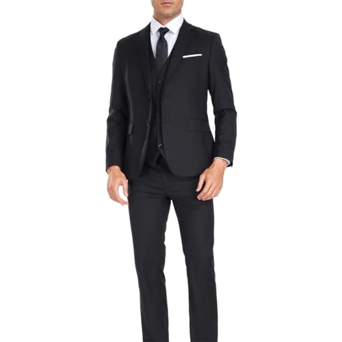 Men's 3-Piece Classic Suit Slim Fit Blazer Vest Pants Solid Color for Weddings Business2
