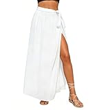 JAONLD Vestido Falda de Playa de Verano, Longitud 100 cm/Cintura 76 cm Pareo de Playa para Mujer, Bikini Cubierta Sarong, Chal de Gasa Vestido Envolvente, para Playas, Piscinas y Fiestas (Blanco)