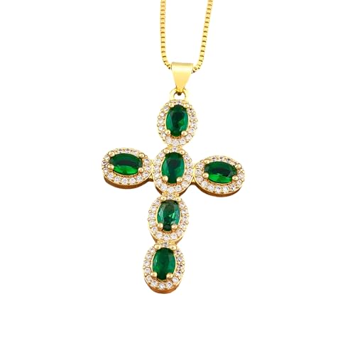 Collier Crucifix Pendentif Croix Jésus en Zircone Cubique Brillante MOCHAMIK Femme