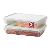 Deli Meat Containers with Lids – Set of 2 Deli Food Containers with Lids – Airtight Food Storage Containers for Cheese, Bacon, Fruits, Cookies – BPA-Free Stackable Deli Meat Container for Fridge