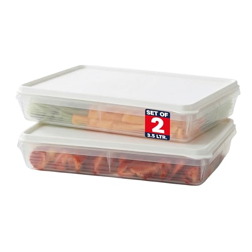 Deli Meat Containers with Lids – Set of 2 Deli Food Containers with Lids – Airtight Food Storage Containers for Cheese, Bacon, Fruits, Cookies – BPA-Free Stackable Deli Meat Container for Fridge