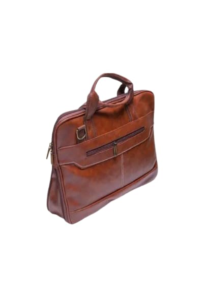 Premium Leather Business Briefcase, Brown, Professional Office Bag for Men