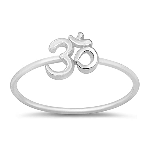 Thin Simple Om Sign Fashion Ring New .925 Sterling Silver Band Size 10