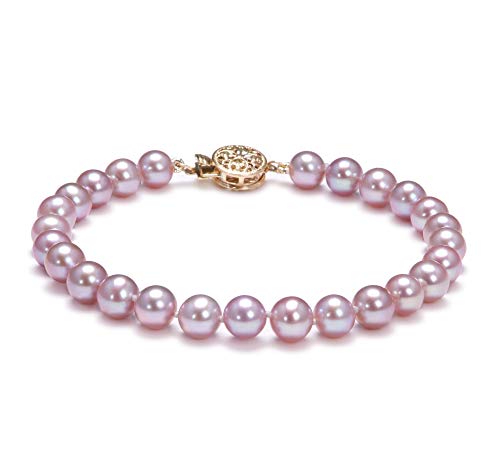 Lavender 6-7mm AAA Quality Freshwater Gold filled Cultured Pearl Bracelet For Women