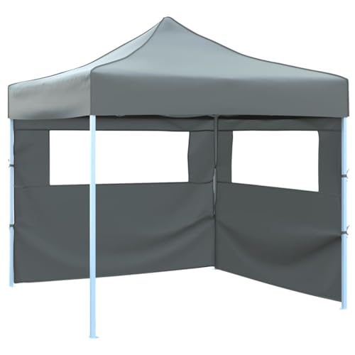 Carpa pleglable Pop-Up con 2 Paredes, LAPOOH Pergola Jardin Exterior, Cenador, Carpas para Terraza, Carpa Jardin Exterior, 3x3 m Antracita
