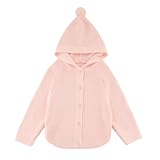 POBIDOBY Waffle Knit Sweater for Girls, Fall Outfits for Toddler Girls with Colorful Buttons (US, Age, 5 Years, Pink Hoodie)