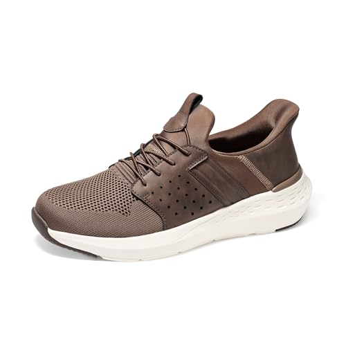 Bruno Marc Men's Hands Free Slip-on Loafers Casual Shoes Sneakers Breathable Knit Comfortable Lightweight Walking Shoes 12 Brown