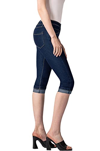 Hybrid & Company Womens Butt Lifting Twill Denim Capri Bermuda Short Q22880 Indigo 1 #TOP1